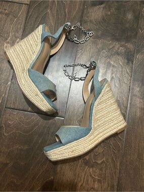 Thalia Sodi Caden Denim Wedge Sandals